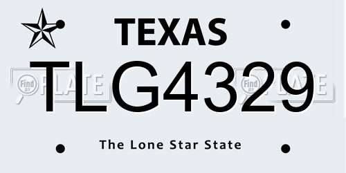 TLG4329 Texas License Plate