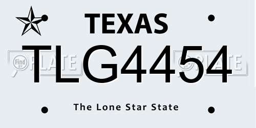 TLG4454 Texas License Plate