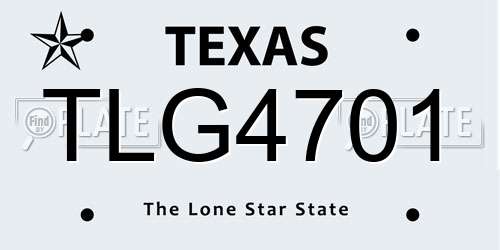 TLG4701 Texas License Plate