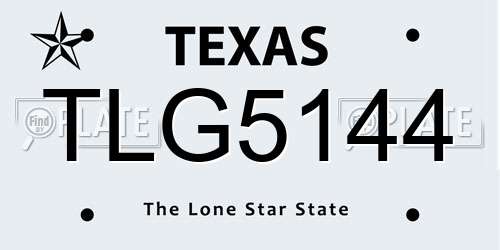 TLG5144 Texas License Plate