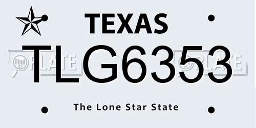 TLG6353 Texas License Plate