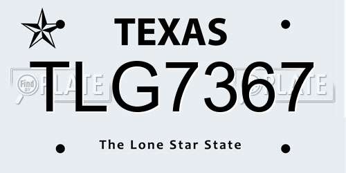 TLG7367 Texas License Plate