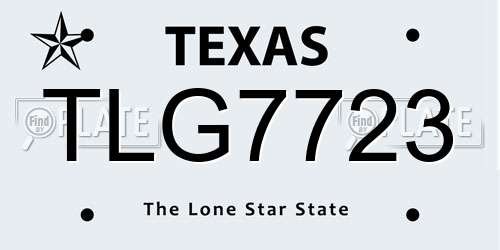 TLG7723 Texas License Plate