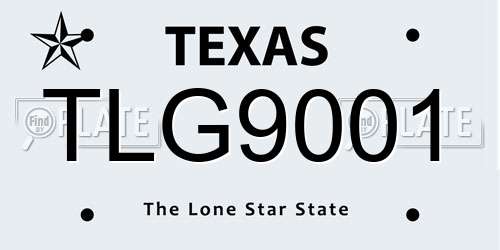 TLG9001 Texas License Plate