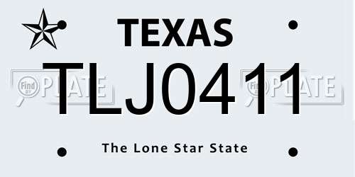 TLJ0411 Texas License Plate