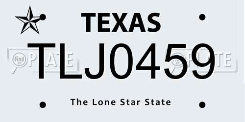 TLJ0459 Texas License Plate