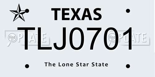 TLJ0701 Texas License Plate