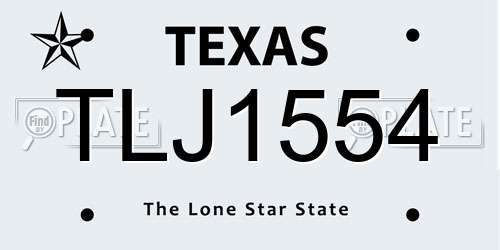 TLJ1554 Texas License Plate