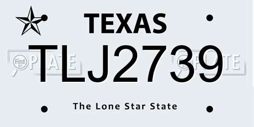 TLJ2739 Texas License Plate
