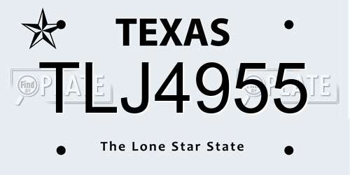 TLJ4955 Texas License Plate