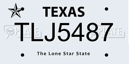 TLJ5487 Texas License Plate