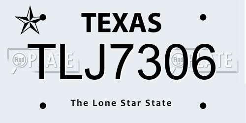 TLJ7306 Texas License Plate