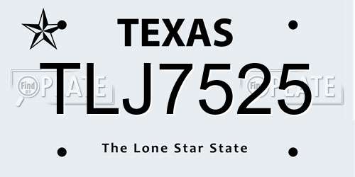 TLJ7525 Texas License Plate