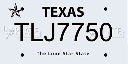 TLJ7750 Texas License Plate