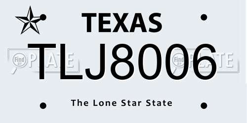 TLJ8006 Texas License Plate