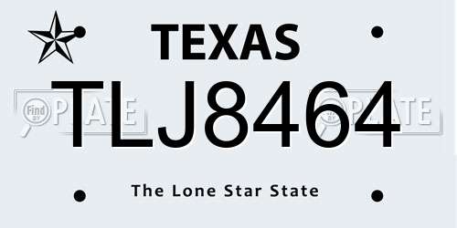 TLJ8464 Texas License Plate