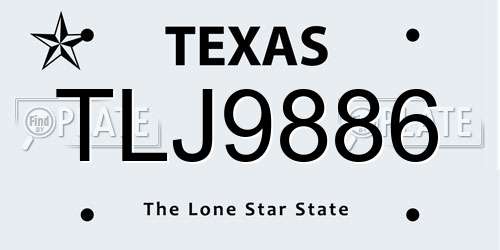 TLJ9886 Texas License Plate
