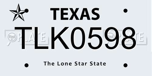 TLK0598 Texas License Plate