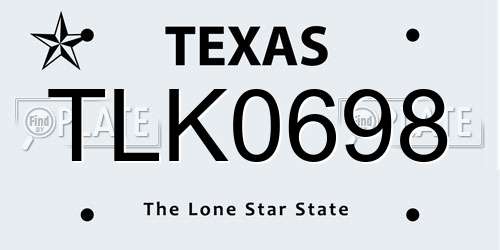 TLK0698 Texas License Plate