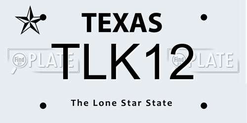 TLK12 Texas License Plate