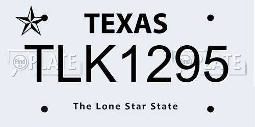 TLK1295 Texas License Plate