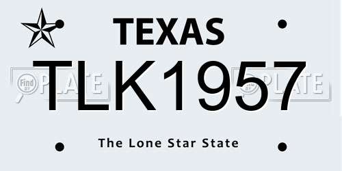 TLK1957 Texas License Plate