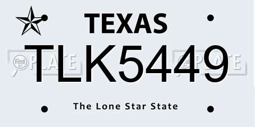 TLK5449 Texas License Plate