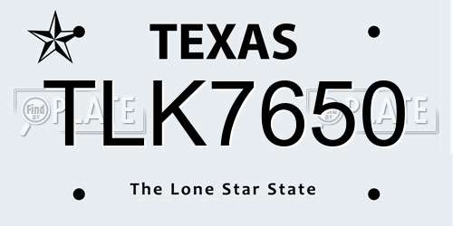 TLK7650 Texas License Plate