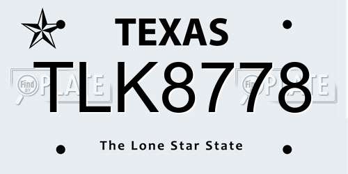 TLK8778 Texas License Plate