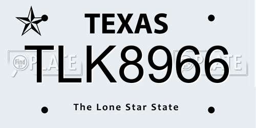 TLK8966 Texas License Plate