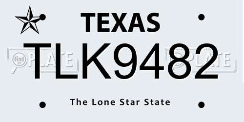 TLK9482 Texas License Plate
