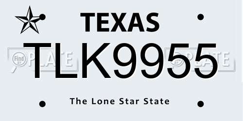 TLK9955 Texas License Plate