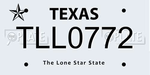 TLL0772 Texas License Plate