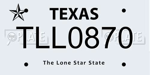 TLL0870 Texas License Plate
