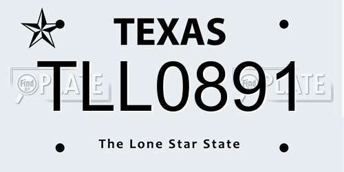 TLL0891 Texas License Plate