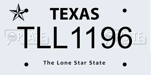 TLL1196 Texas License Plate