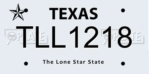 TLL1218 Texas License Plate