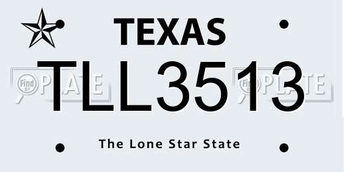 TLL3513 Texas License Plate