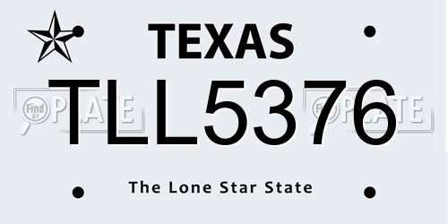 TLL5376 Texas License Plate