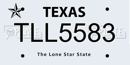 TLL5583 Texas License Plate
