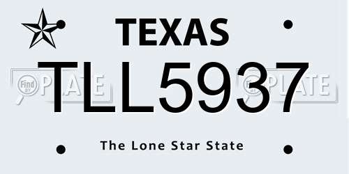 TLL5937 Texas License Plate