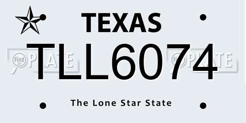 TLL6074 Texas License Plate