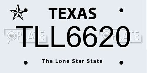 TLL6620 Texas License Plate