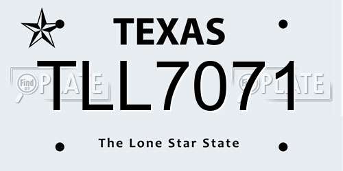 TLL7071 Texas License Plate