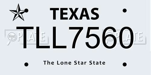 TLL7560 Texas License Plate