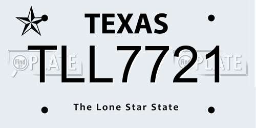TLL7721 Texas License Plate