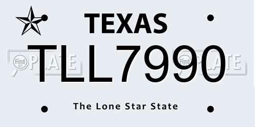 TLL7990 Texas License Plate