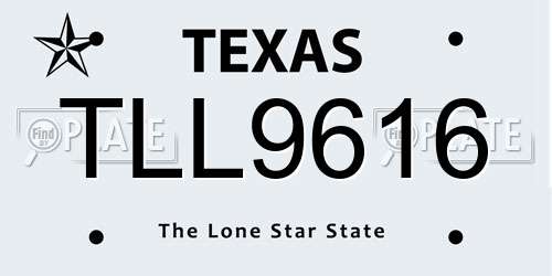 TLL9616 Texas License Plate
