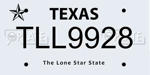 TLL9928 Texas License Plate