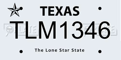 TLM1346 Texas License Plate